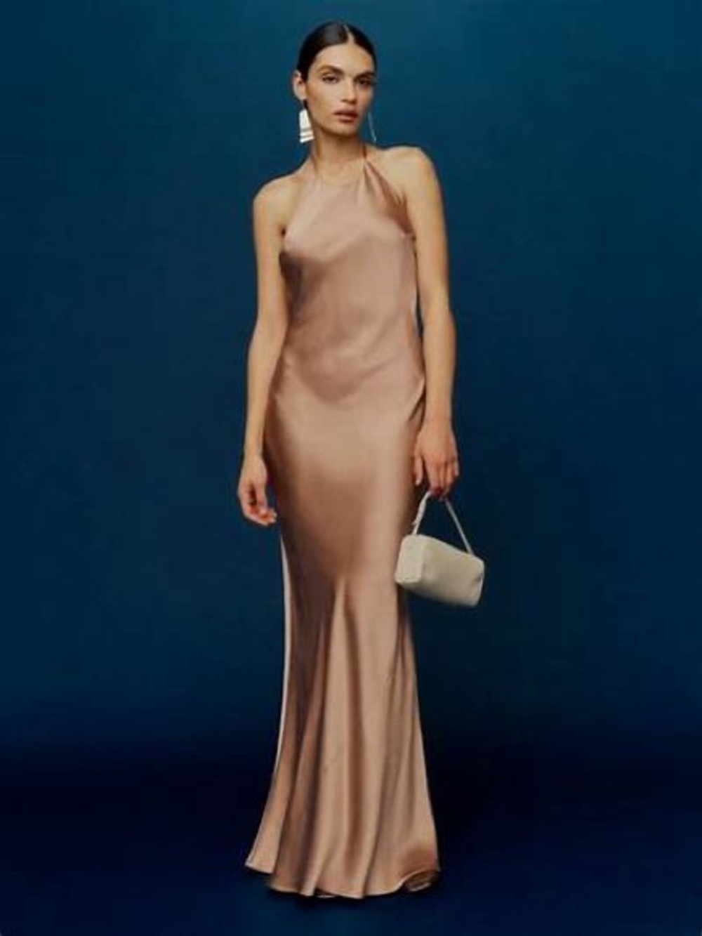 Reformation Jeany Silk Dress Evening Gown in Champagne